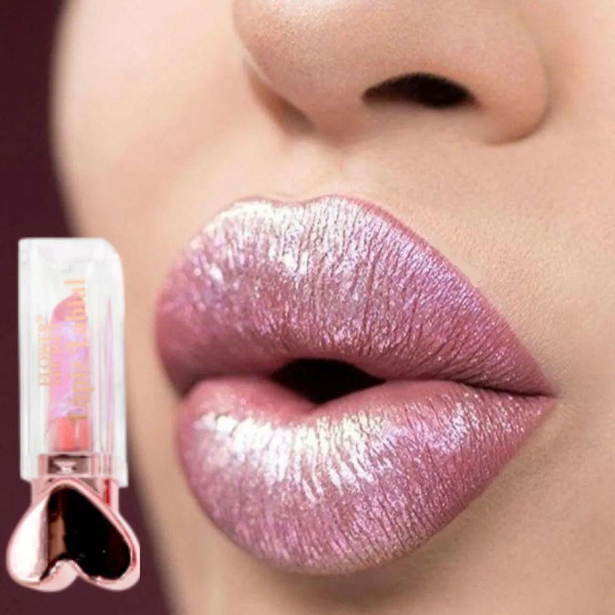Paq 24 Labiales Barra Efecto Metalizado Diseño Corazón ALJ-4