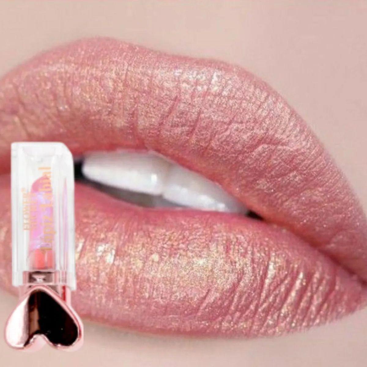 Paq 24 Labiales Barra Efecto Metalizado Diseño Corazón ALJ-6
