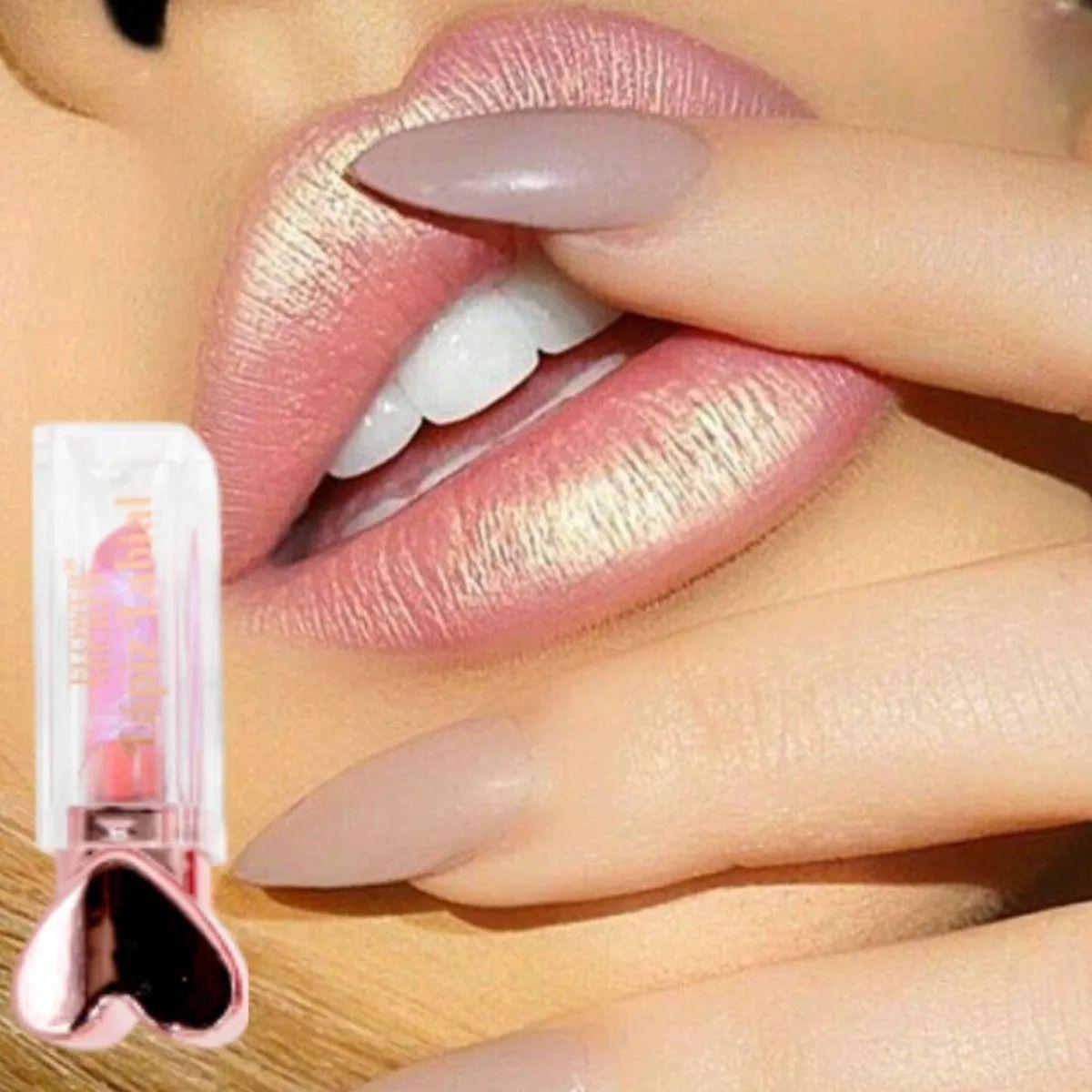 Paq 24 Labiales Barra Efecto Metalizado Diseño Corazón ALJ-7