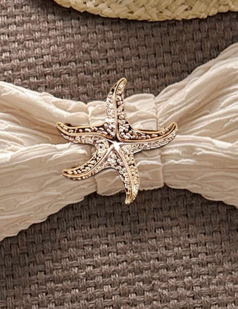 Bikini Set 3 Piezas Beie Strapless Con Estrella De Mar Y Falda Texturizada-3