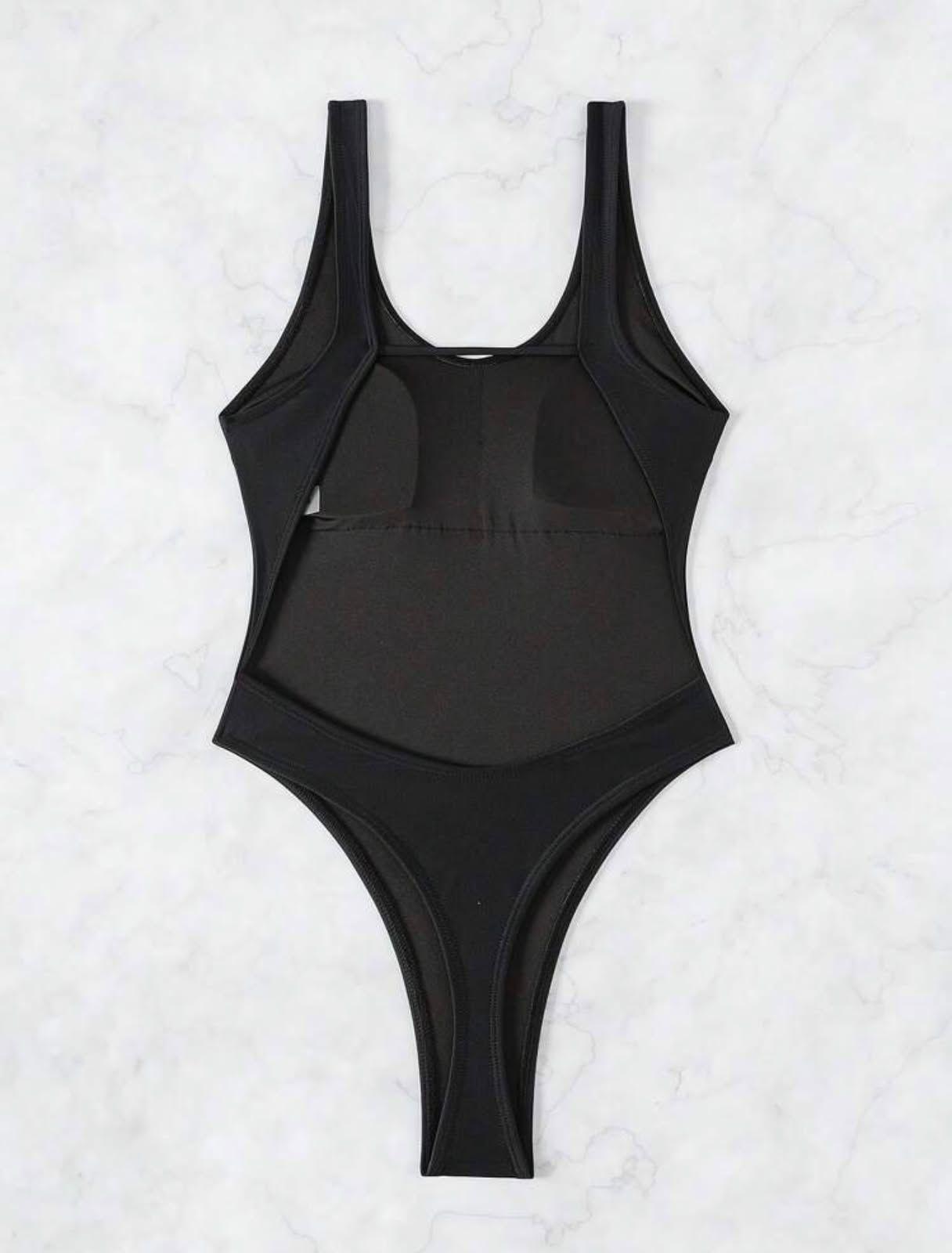Traje De Baño Entero Negro Espalda Descubierta Colaless-4