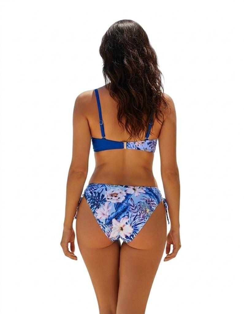 Bikini Dos Piezas Azul con Estamapdo Floral Top de Copa y Calz n Ajustable-1
