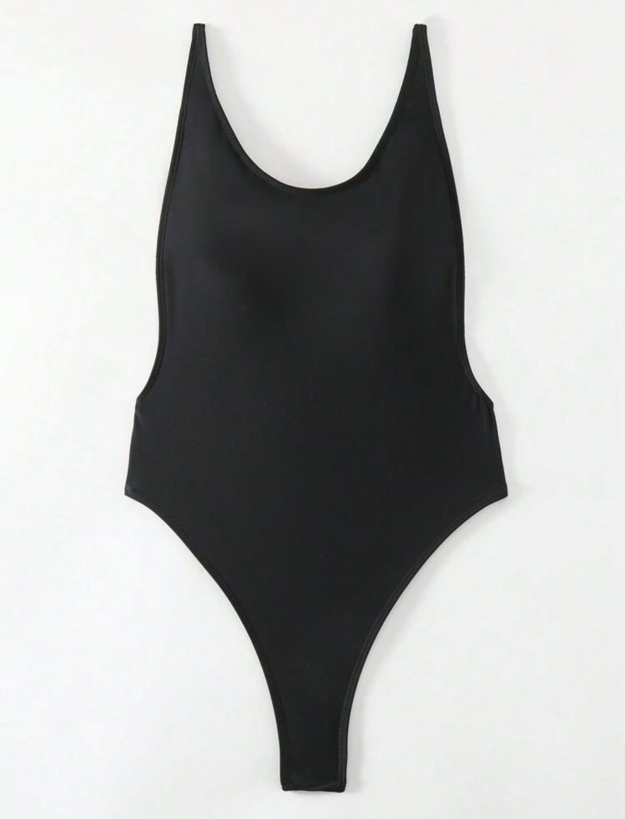 Traje De Baño Entero Negro Espalda Descubierta Colaless-3