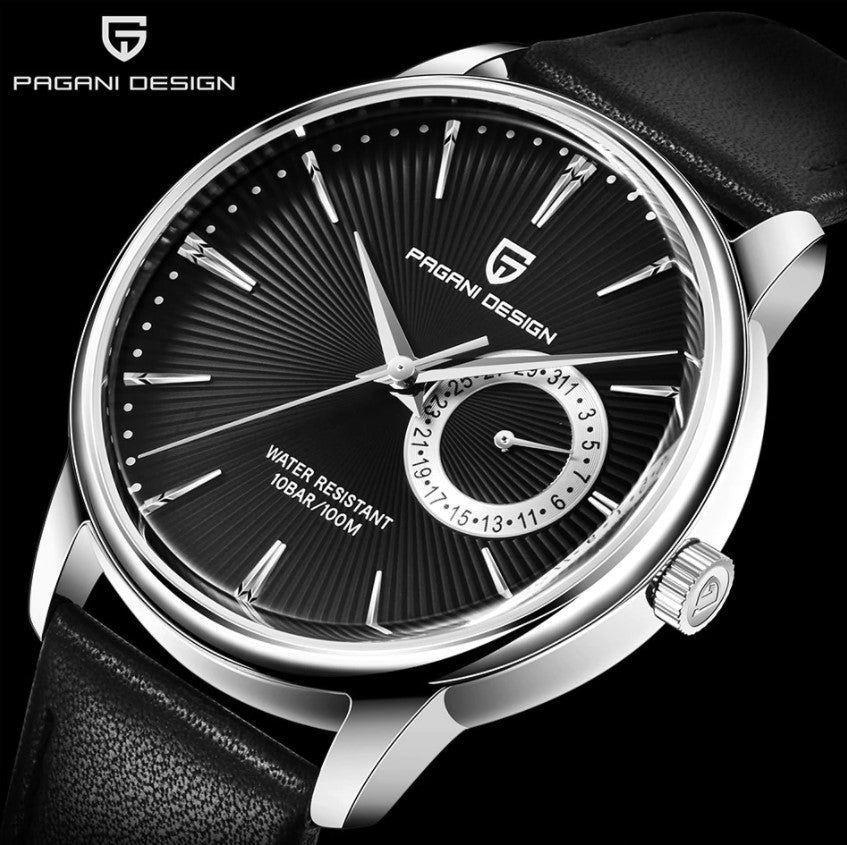 Reloj Hombre PAGANI ESTRATO Clásico Cuarzo Maquinaria Seiko Cuero Negro Genuino-0