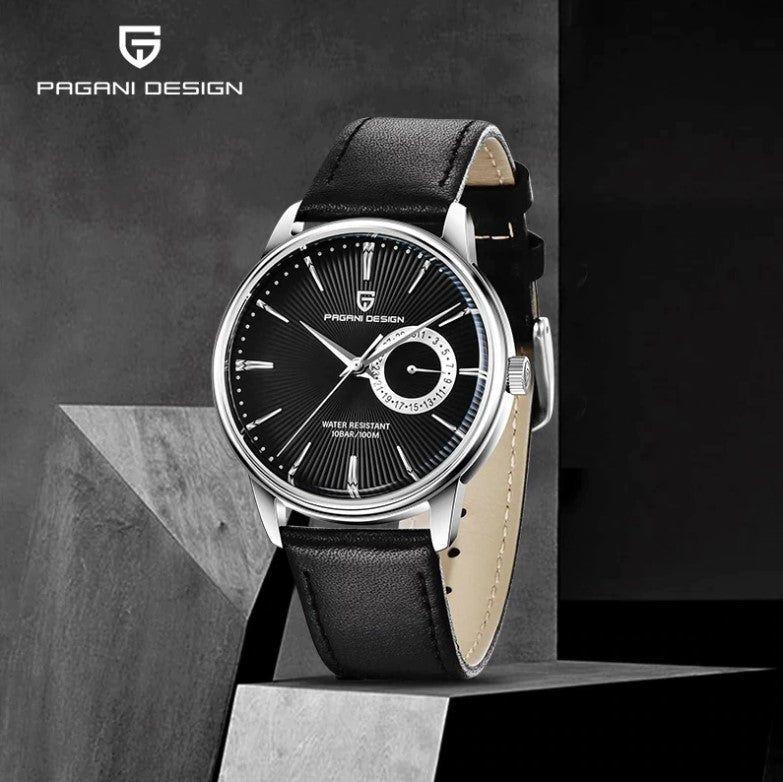 Reloj Hombre PAGANI ESTRATO Clásico Cuarzo Maquinaria Seiko Cuero Negro Genuino-1