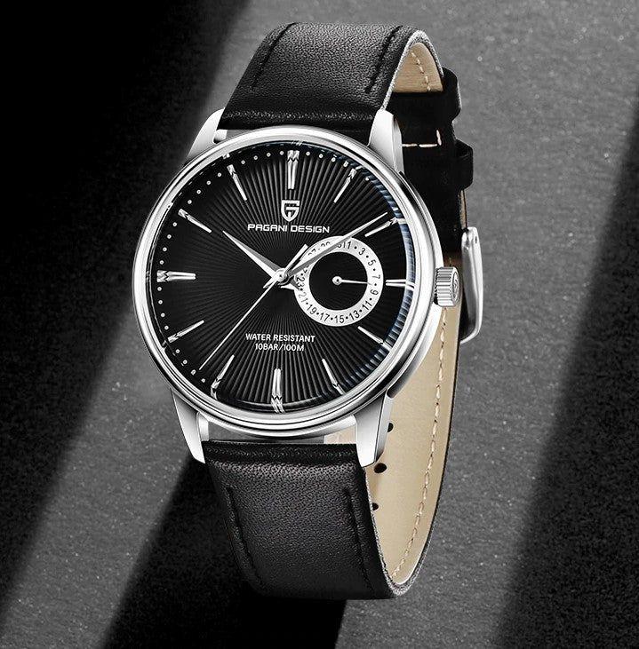 Reloj Hombre PAGANI ESTRATO Clásico Cuarzo Maquinaria Seiko Cuero Negro Genuino-2