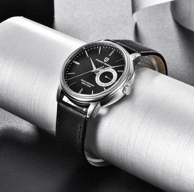 Reloj Hombre PAGANI ESTRATO Clásico Cuarzo Maquinaria Seiko Cuero Negro Genuino-5