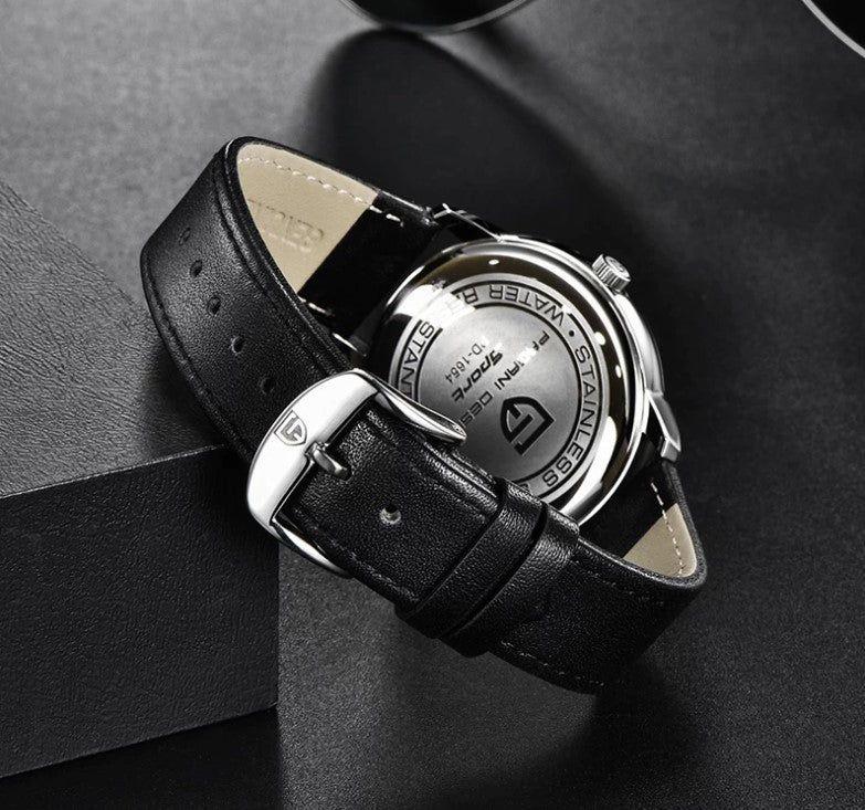 Reloj Hombre PAGANI ESTRATO Clásico Cuarzo Maquinaria Seiko Cuero Negro Genuino-6