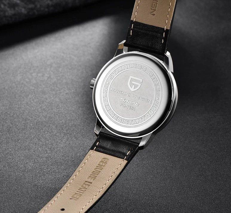 Reloj Hombre PAGANI ESTRATO Clásico Cuarzo Maquinaria Seiko Cuero Negro Genuino-7
