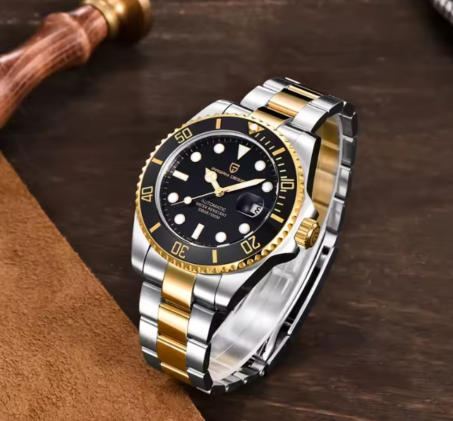 Reloj Hombre PAGANI "SUBMARINER GOLD" Maquinaria Automática Seiko Cristal de Zafiro-1