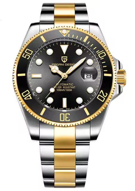 Reloj Hombre PAGANI "SUBMARINER GOLD" Maquinaria Automática Seiko Cristal de Zafiro-5