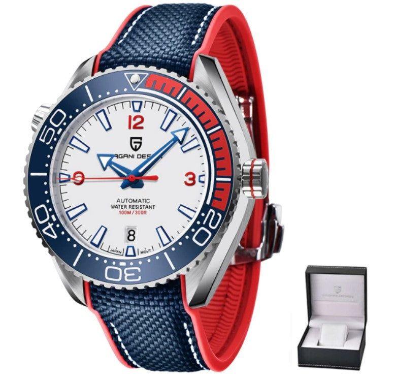 Reloj Hombre PAGANI SEAMASTER SPORT BLUE Maquinaria Automática Acero Quirúrgico Cristal de Zafiro-0