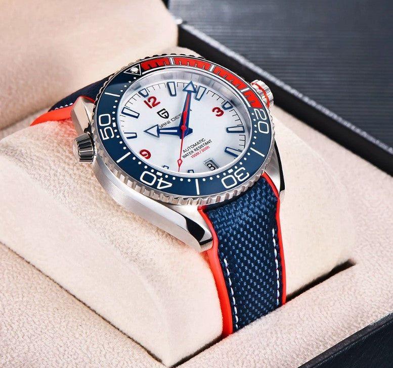 Reloj Hombre PAGANI SEAMASTER SPORT BLUE Maquinaria Automática Acero Quirúrgico Cristal de Zafiro-4