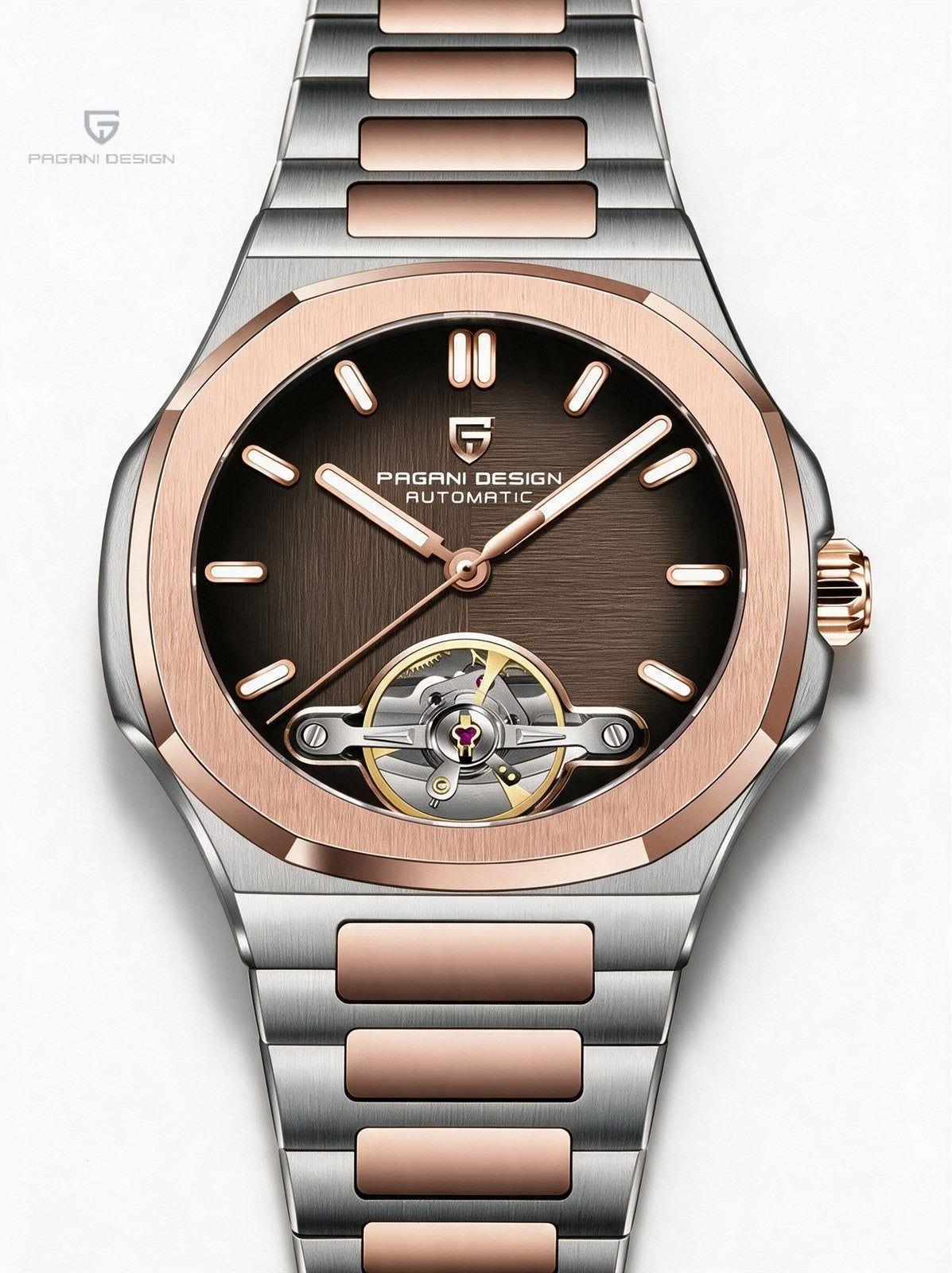 Reloj Hombre PAGANI NAUTILUS TOURBILLON Automático Corazón Abierto Bicolor, Sumergible 100m-0