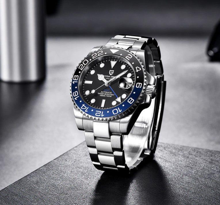 Reloj Hombre PAGANI "GMT Batman" BICOLOR Clásico-Sport Automatico Cristal de Zafiro-0