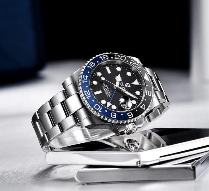 Reloj Hombre PAGANI "GMT Batman" BICOLOR Clásico-Sport Automatico Cristal de Zafiro-2