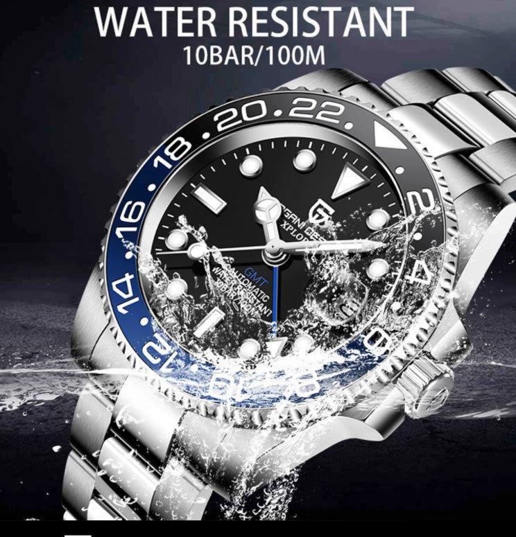 Reloj Hombre PAGANI "GMT Batman" BICOLOR Clásico-Sport Automatico Cristal de Zafiro-4