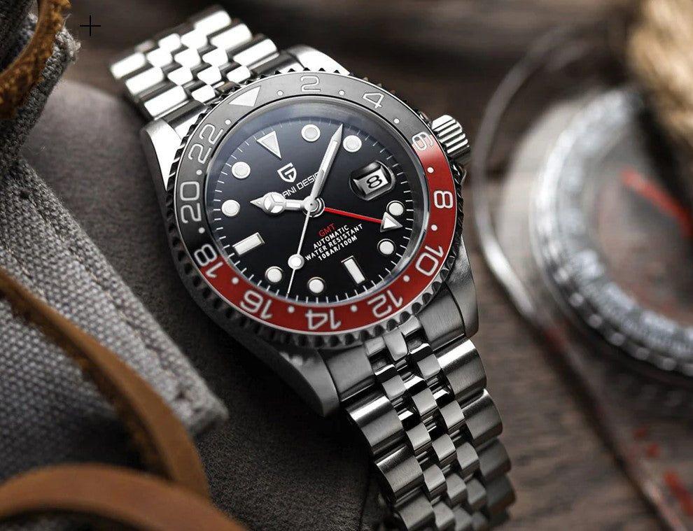 Reloj Hombre PAGANI "GMT COKE" BICOLOR Clásico-Sport Automatico Cristal de Zafiro-4