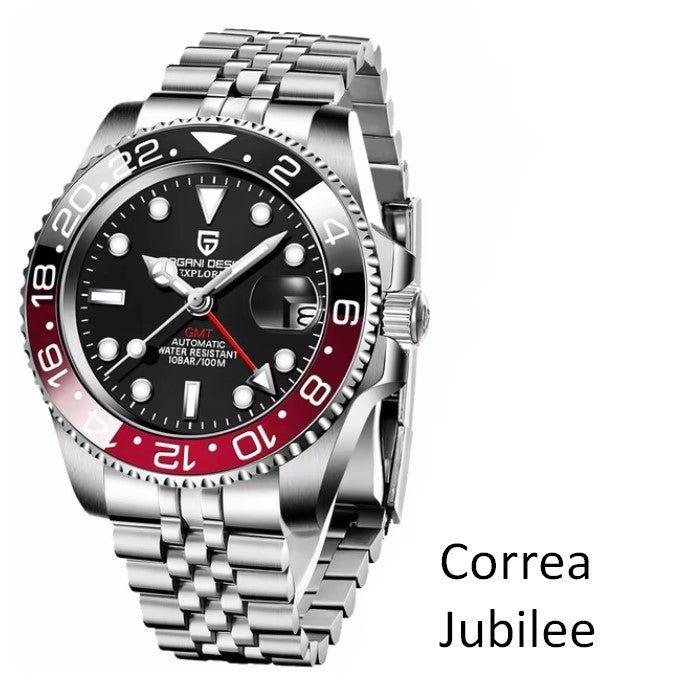 Reloj Hombre PAGANI "GMT COKE" BICOLOR Clásico-Sport Automatico Cristal de Zafiro-8