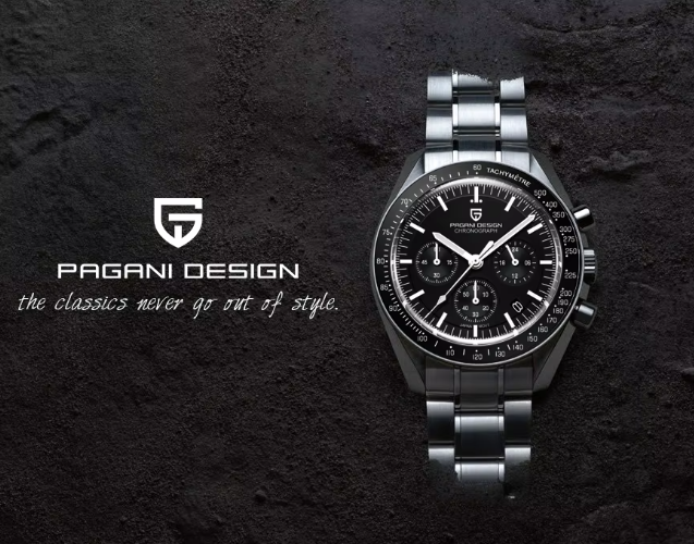 Reloj Hombre PAGANI "SPEEDMASTER" Black Cristal de Zafiro-Ceramica-7