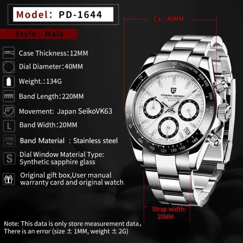 Reloj Hombre PAGANI DAYTONA, Sport Cuarzo Acero Inoxidable Cristal de Zafiro-2