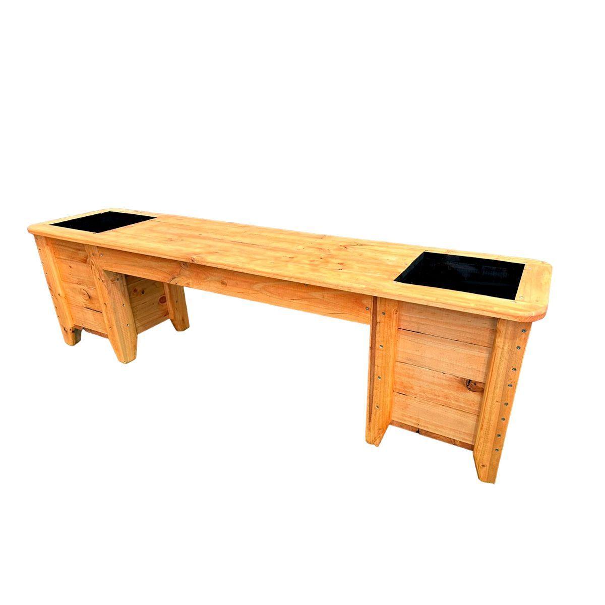 Banca con maceteros incluidos en madera COLOR Alerce168X40X49-1