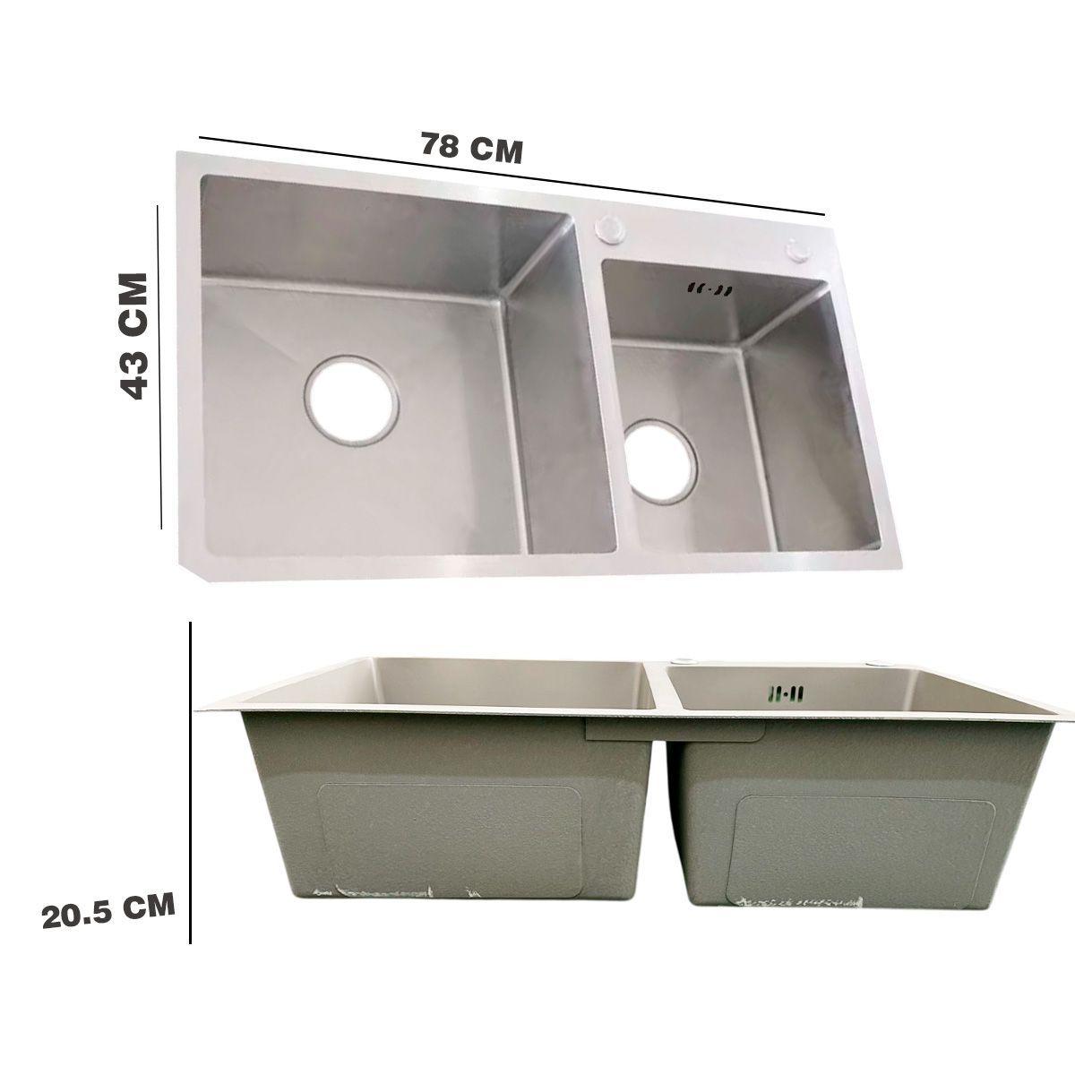 Lavaplatos Doble de Acero Inoxidable grey 78x43-1