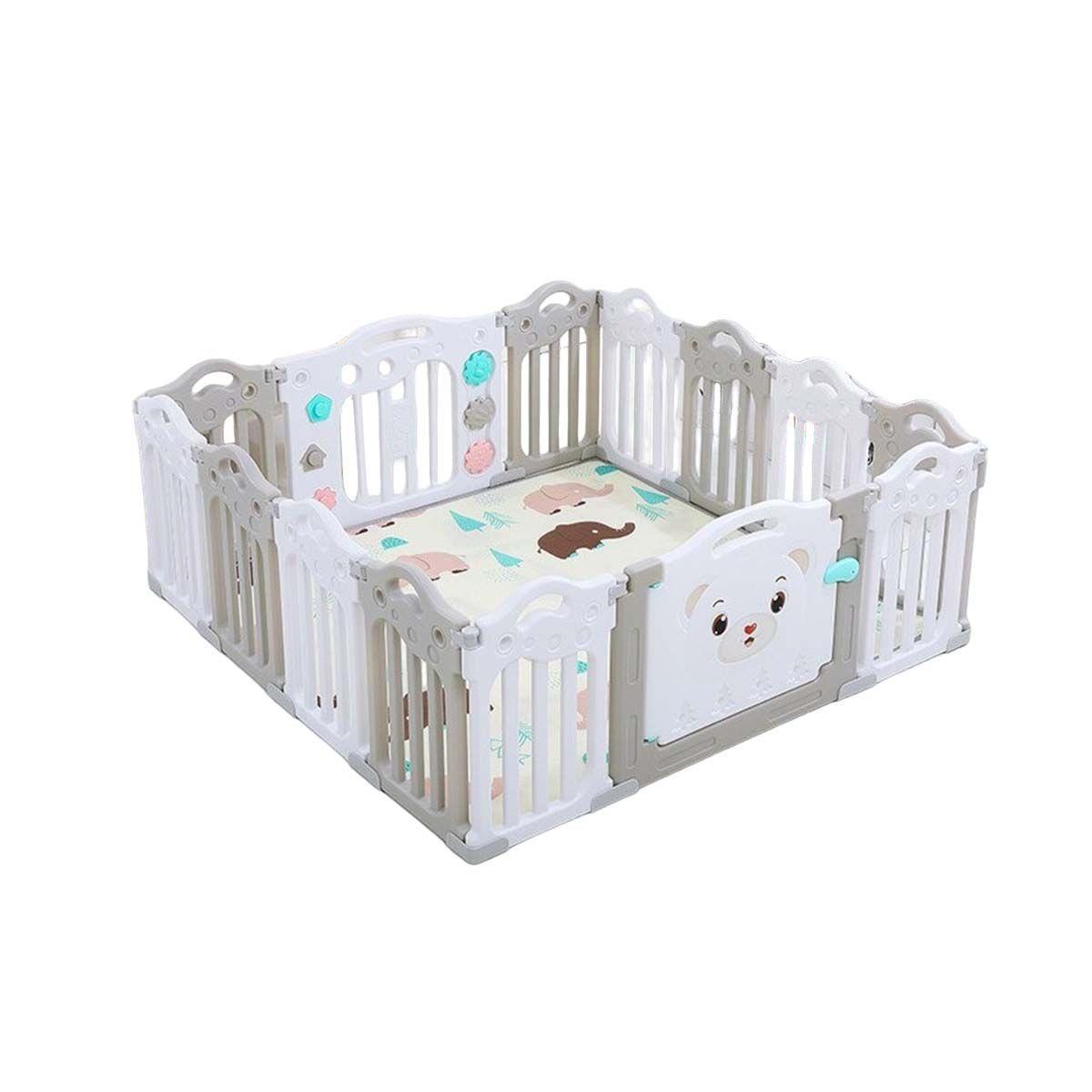 Corral 12+2 Modelo Osito Blanco Y Gris-0