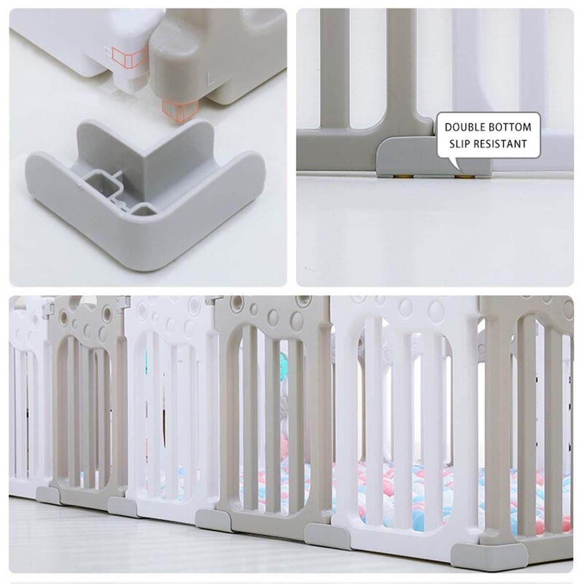 Corral 12+2 Modelo Osito Blanco Y Gris-3