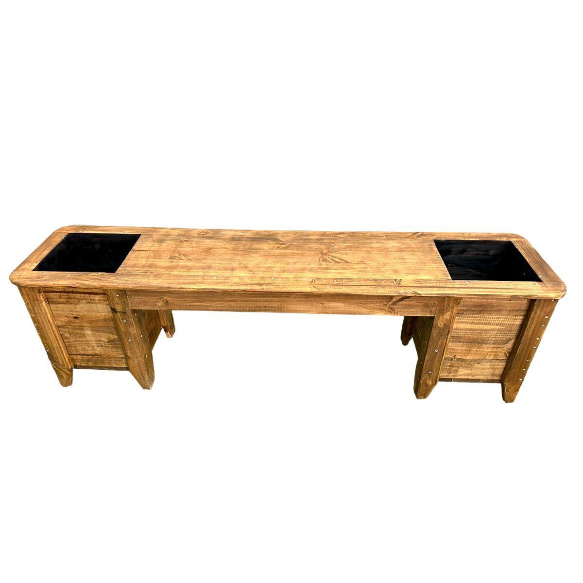 Banca con maceteros incluidos en madera COLOR rOBLE 168X40X49-0