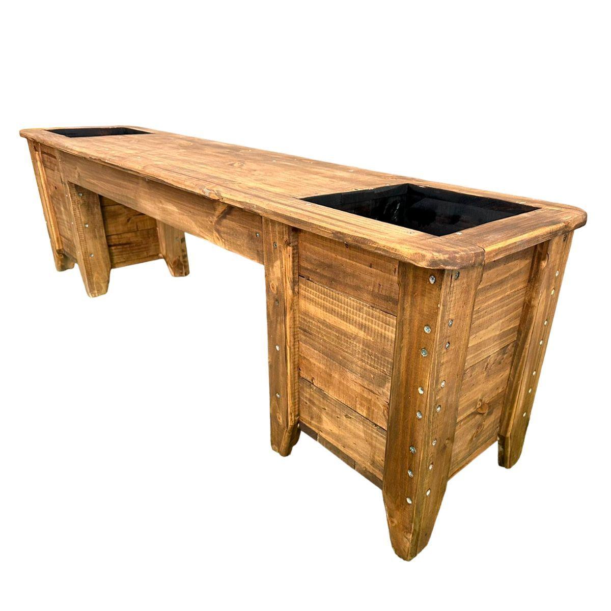 Banca con maceteros incluidos en madera COLOR rOBLE 168X40X49-1