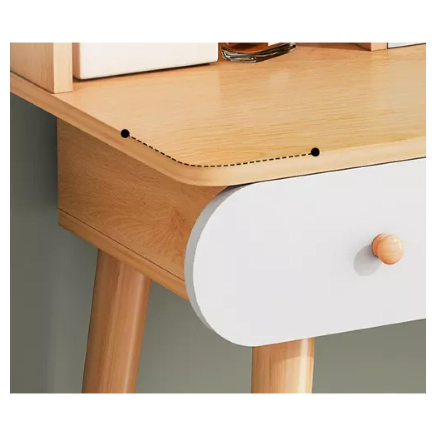 Tocador De Madera Con Espejo Y Luz Led Mas Taburete-2