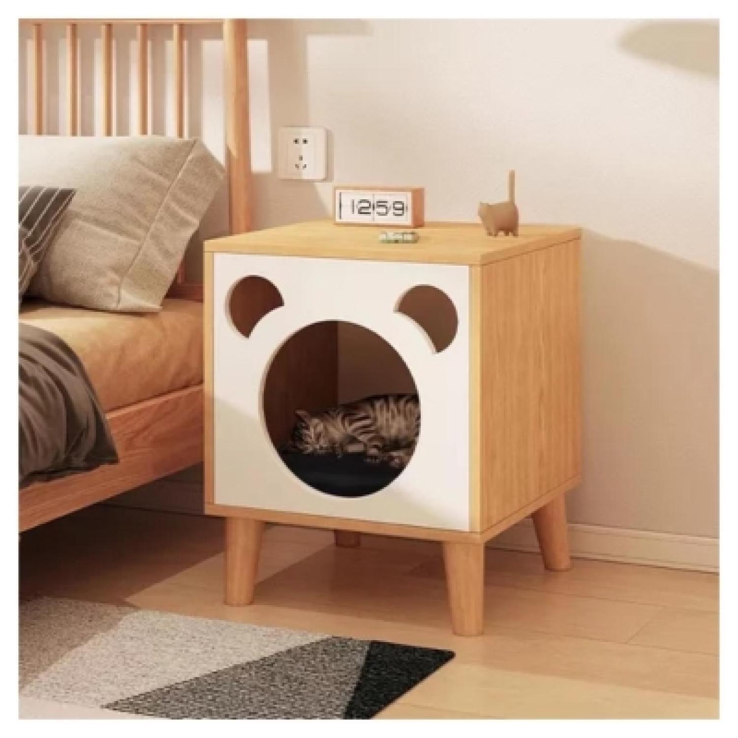 Velador Con Cama Para Mascota Beige 40x40x50 Cm-2