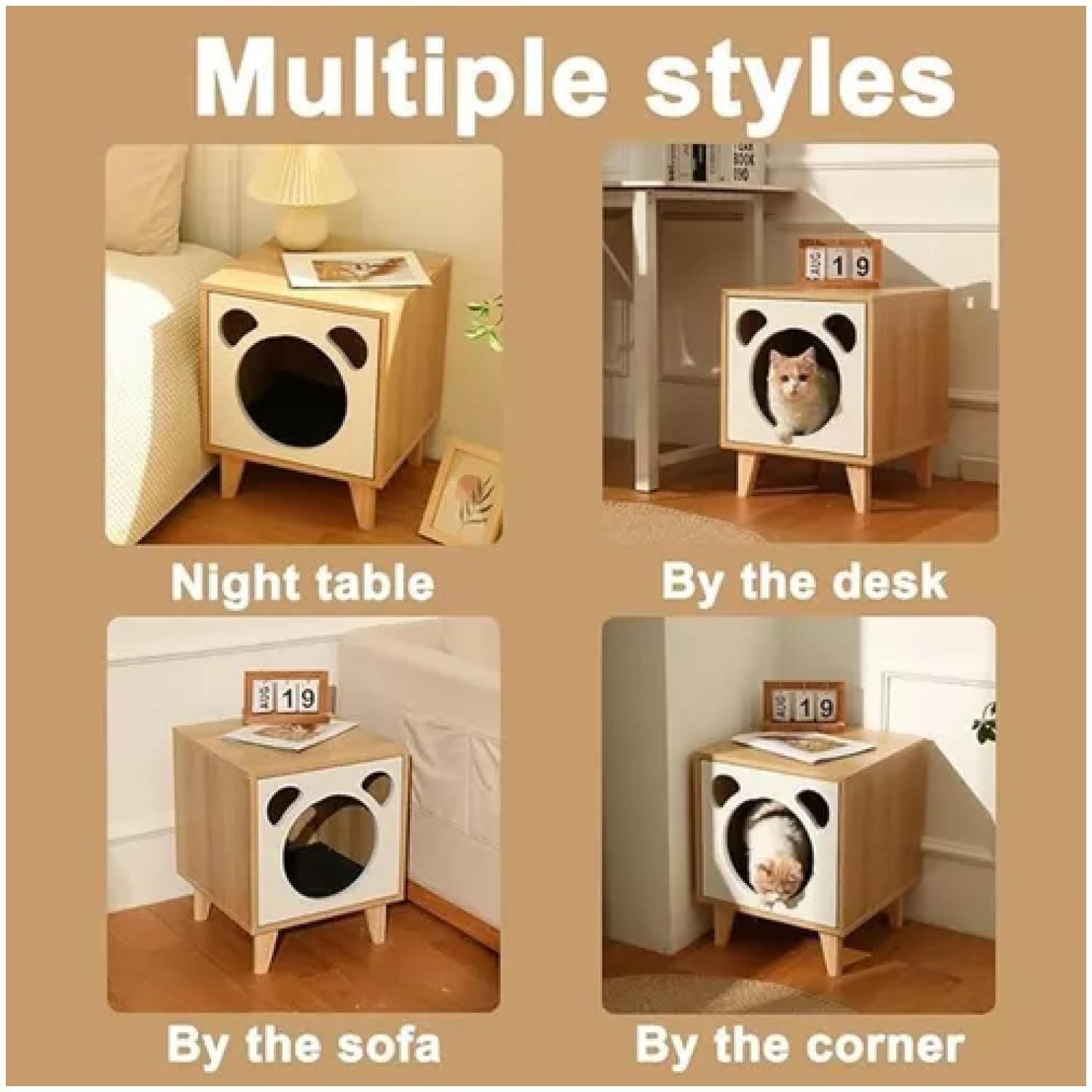 Velador Con Cama Para Mascota Beige 40x40x50 Cm-5