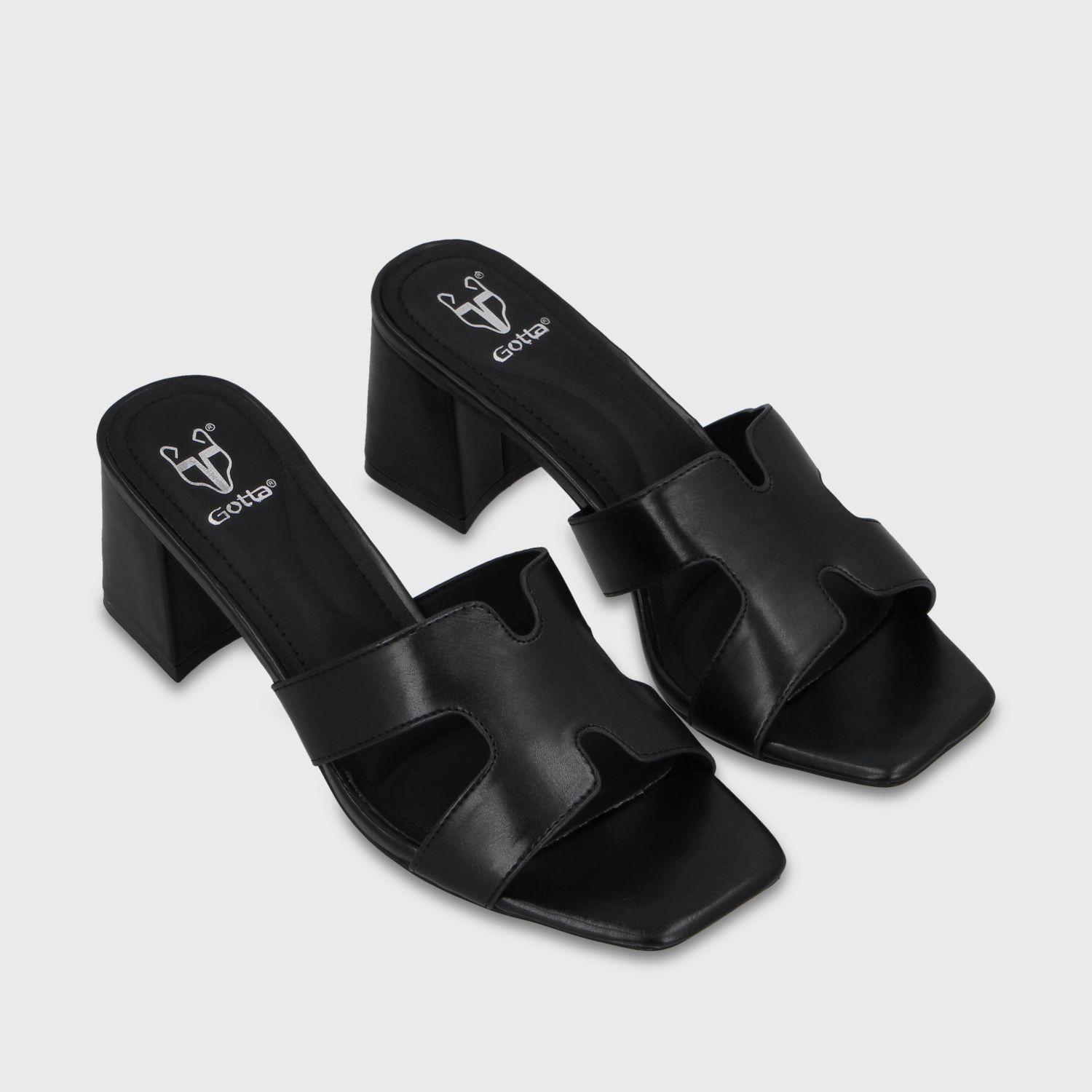 Sandalia Taco Negra Matte Mujer 64030 Gotta-2