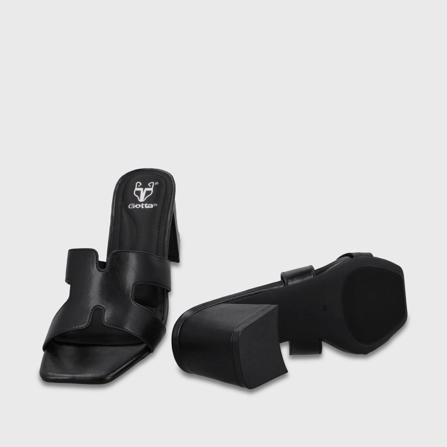 Sandalia Taco Negra Matte Mujer 64030 Gotta-6