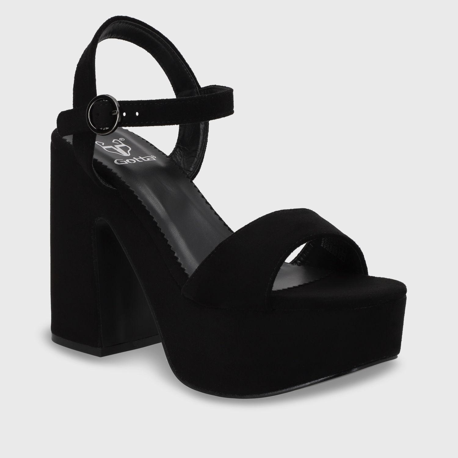Sandalia Taco Negra  Mujer 45910 Gotta-3