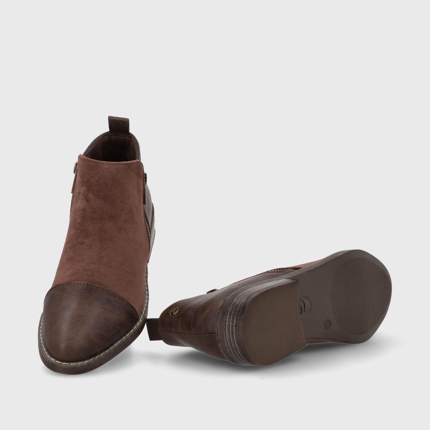 Botin Taco Café Oscuro Mujer C7338 Gotta-6