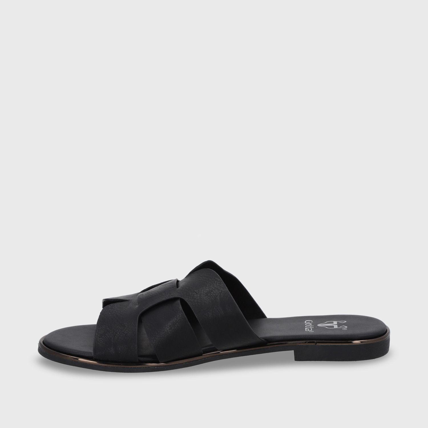 Sandalia Plano Negro Mujer 55210 Gotta-3