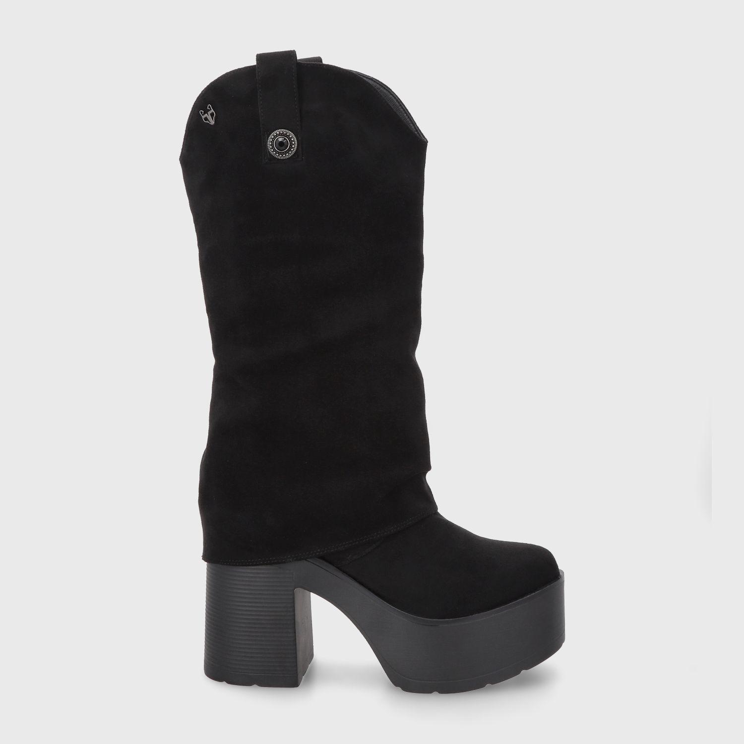 Bota Plataforma Negra Mujer 15039 Gotta-0