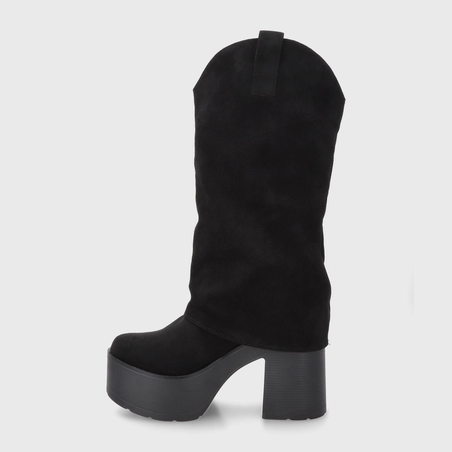 Bota Plataforma Negra Mujer 15039 Gotta-3