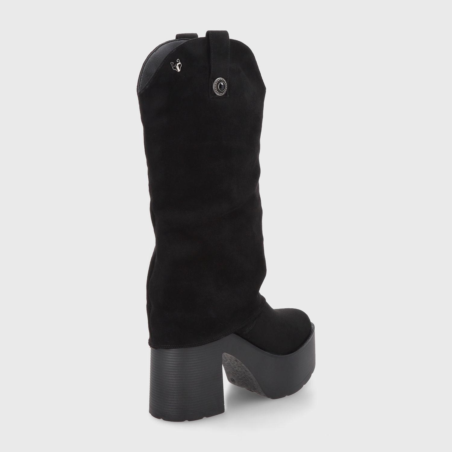 Bota Plataforma Negra Mujer 15039 Gotta-4