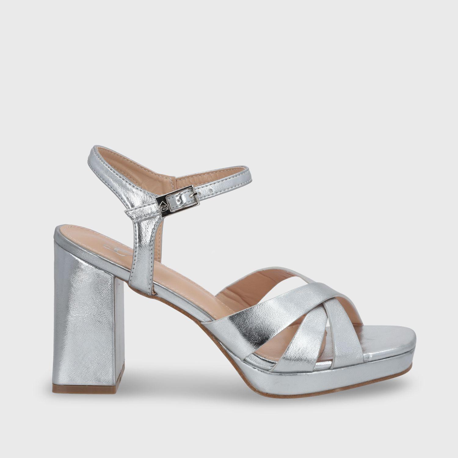 Sandalia Taco Plateada  Mujer 45902 Gotta-0