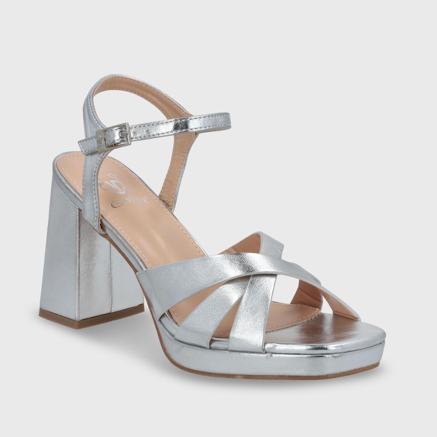 Sandalia Taco Plateada  Mujer 45902 Gotta-1