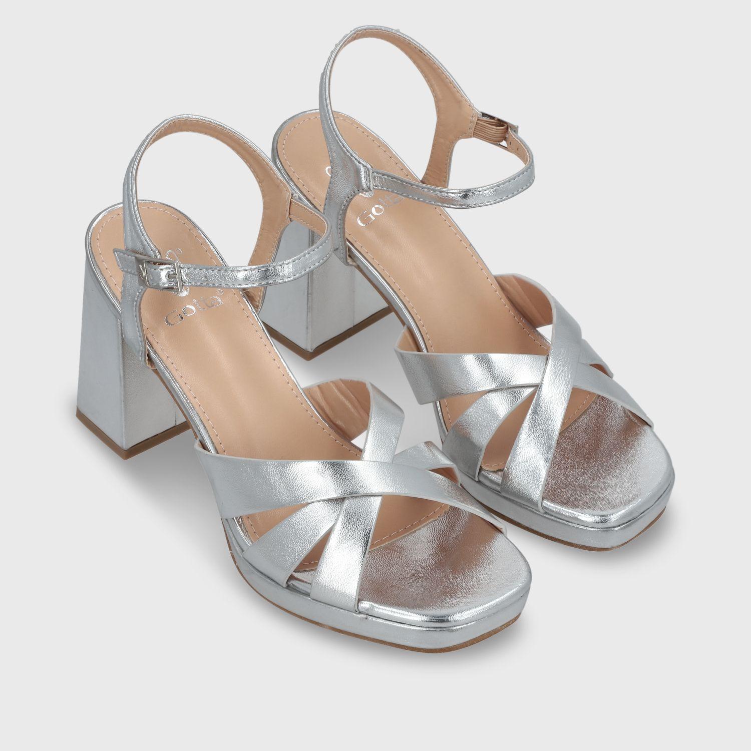 Sandalia Taco Plateada  Mujer 45902 Gotta-2