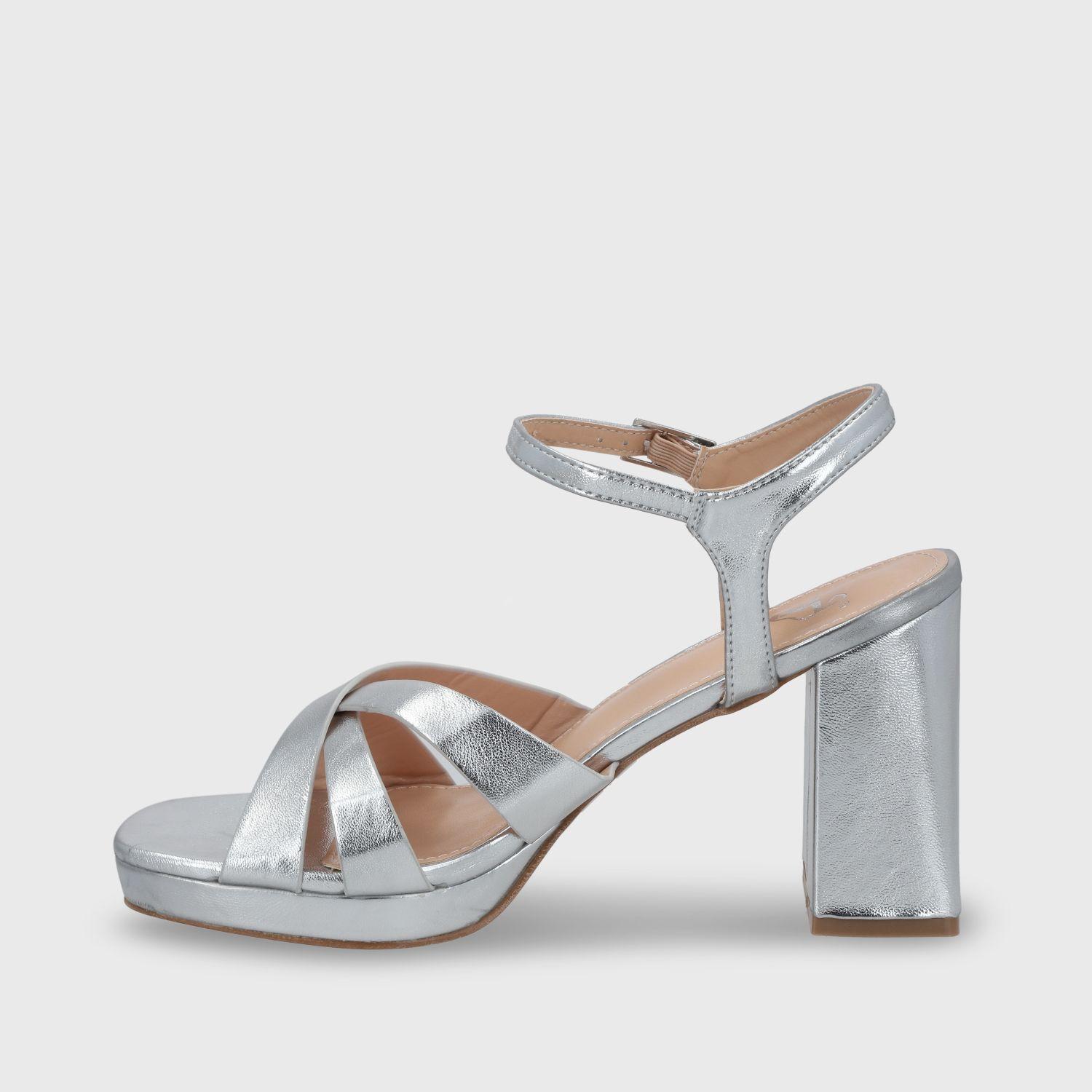 Sandalia Taco Plateada  Mujer 45902 Gotta-3