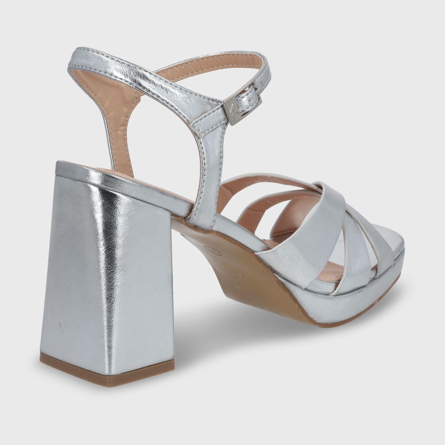Sandalia Taco Plateada  Mujer 45902 Gotta-4