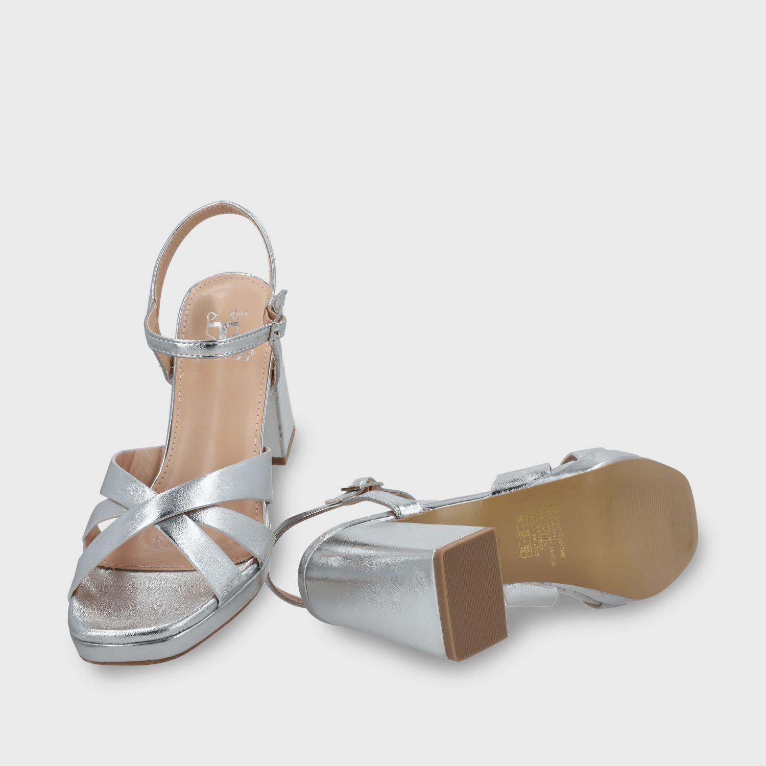 Sandalia Taco Plateada  Mujer 45902 Gotta-6