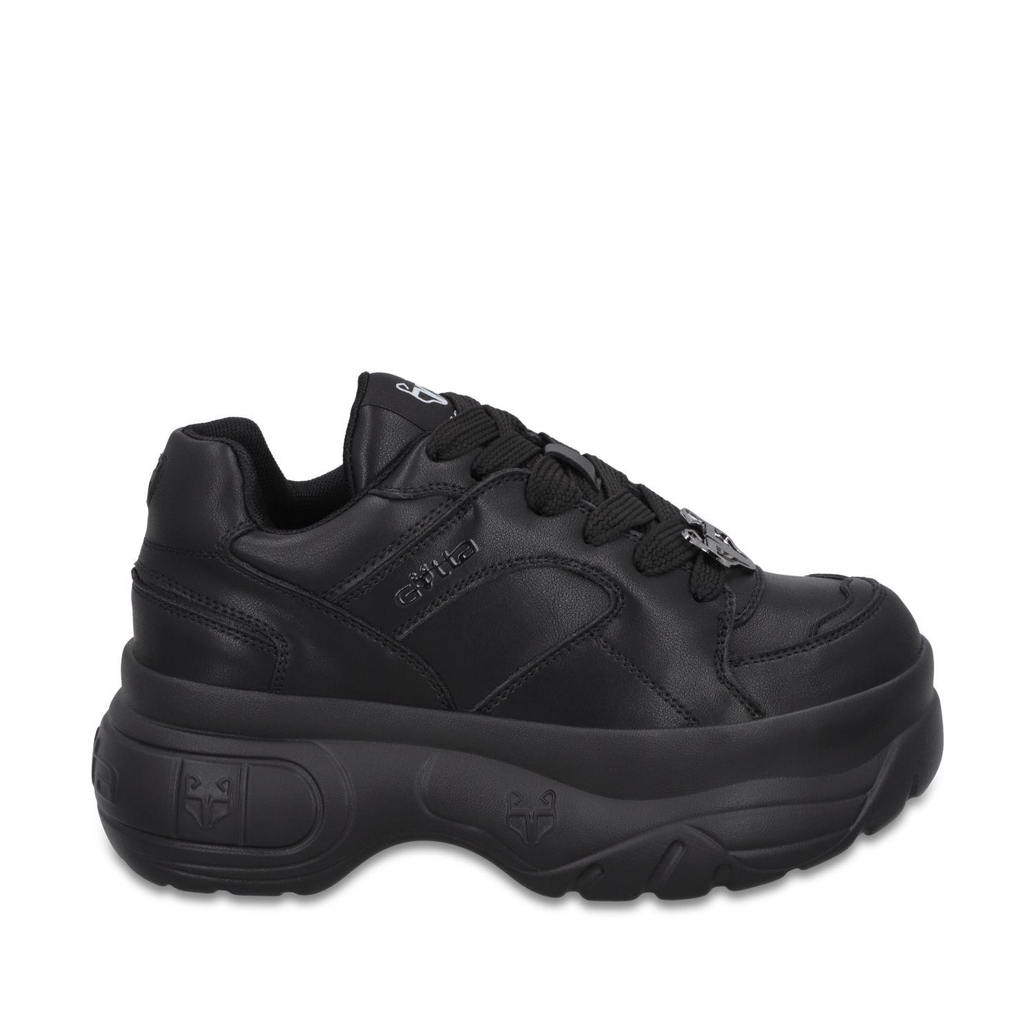 Zapatilla Plataforma Cuero Negra Mujer 9724A23 Gotta-0