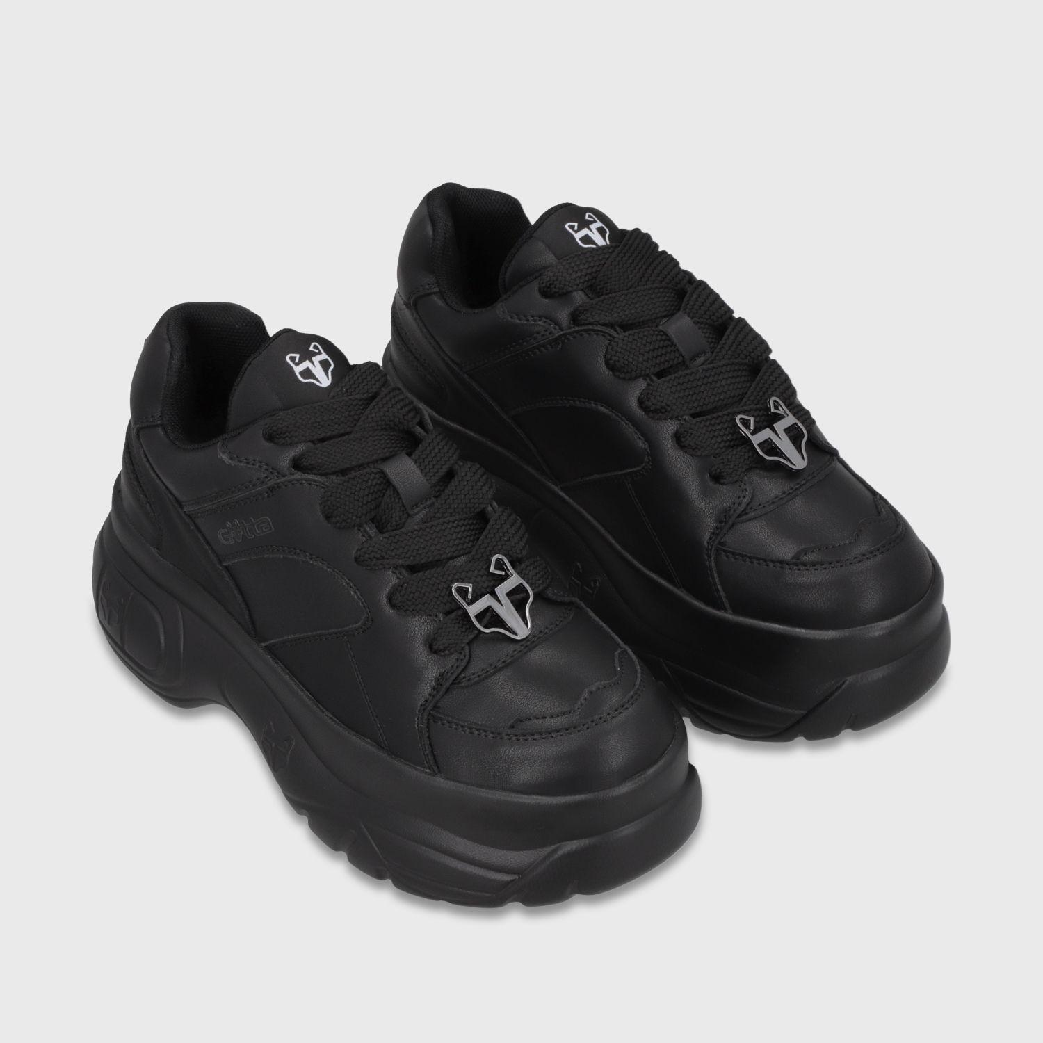 Zapatilla Plataforma Cuero Negra Mujer 9724A23 Gotta-2